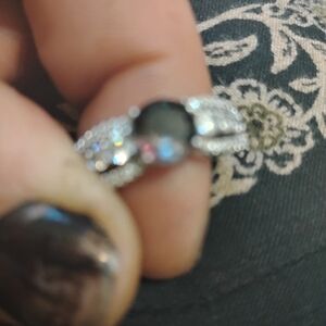 Elegant Silver and Black Stone Ring
